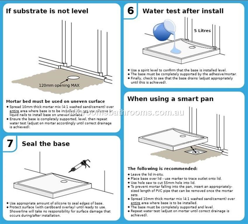 Polymarble Shower Base Sizes820/900/1000/1060/1200/1500 Aus Made 4