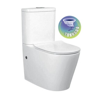 Back To Wall Tornado flush Toilet Suite Nano Glaze S&P Trap Soft Close Seat