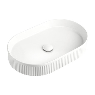 Eleanor Oval Above Counter Ribbed Fluted Reeded Ceramic Basin 580x360x100 mm