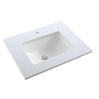 Stone Benchtop UPGRADE Ice White (Grey Specle) Incl Undermount Ceramic Basin1200mm