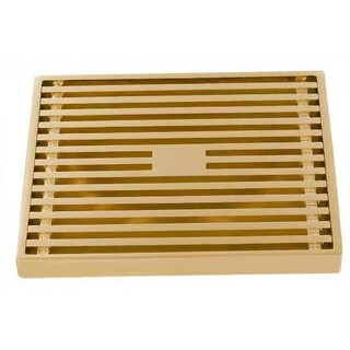 Brushed Gold Brass Square Slotted Floor Shower Waste Grate 123x123x18mm 90mm Outlet