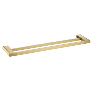 Brushed Gold Brass Double Towel Rail 600mm Curve90 Square Edge Bathroom Accessories