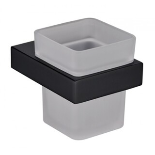 Matte Black Tooth Brush Tumbler And Wall Mount Holder SERIES05LB Square Edge Bathroom Accessories