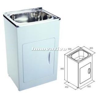 Laundry Trough Sink and Metal Cabinet 35 Litre 555mm Wide Stainless Steel NEW 555w x 455d