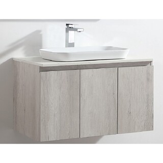 Ash Timber look  vanity Stone Top with semi inster basin 900 x 465 x 580mm