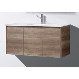 Dark Oak Brown Timber look wall hung vanity Stone Top TB307 Ceramic Basin 1200 x 465 x 520mm