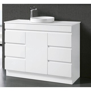 Gloss White 2Pac Vanity Kickboard Stone top Above counter basin 1200 x 465 x 960mm
