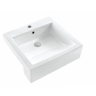 Square White Semi Recessed Ceramic Above Counter Basin 460x410x150mm