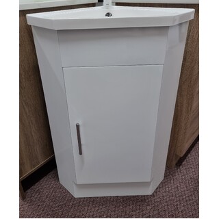 Bathroom Corner Vanity With Basin Top White High Gloss 2 Pac 410wx410d mm