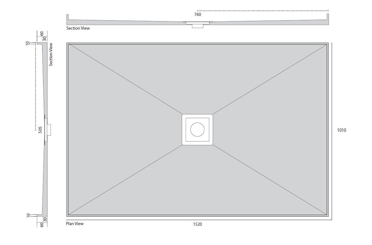 Universal Tile Over Tray 1520x1010mm Shower Base Centre Outlet Various Waste Gra - Picture 32 of 60