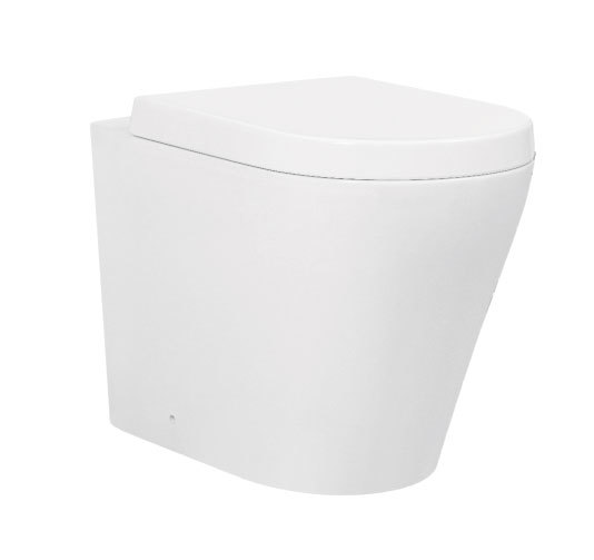 Back To Wall BTW Toilet Pan Soft Close Seat WC Round Modern Top Mount White 