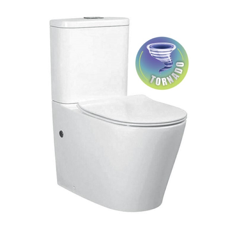 Back To Wall Tornado flush Toilet Suite Nano Glaze S&P Trap Soft Close Seat INSPIRE
