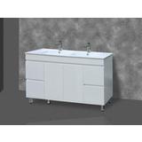 Bathroom Vanity & Dual Basin Ceramic Top 2 Pac Fingerpull 1510W x 465mm Feet