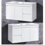 Bathroom Wall Hung Vanity & Basin Ceramic/Stone/No Top 2 Pac 900x450x500mm White