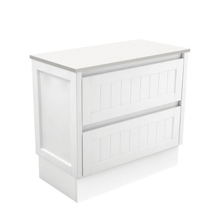 Joli Hamptons 900mm White Free Standing Vanity Cabinet Modern Vintage Classic Design On Kickboard.