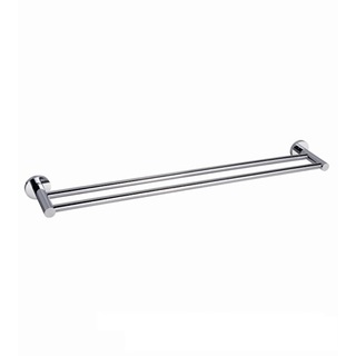 CHROME FINISH ROUND DOUBLE TOWEL RAIL 750MM