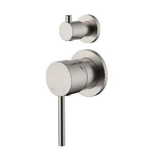 ABBY BRUSHED NICKEL ROUND DESIGN SHOWER/ BATH WALL MIXER- WITH DIVERTER 64mm Plate