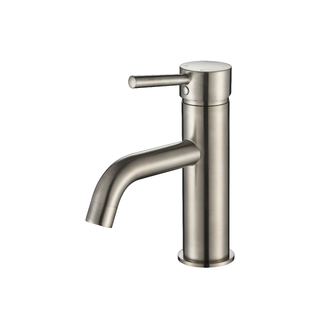 BRUSHED NICKEL ROUND BASIN MIXER