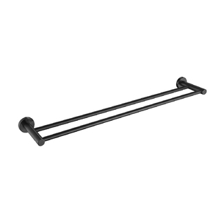 MATTE BLACK ROUND DESIGN DOUBLE TOWEL RAIL 600MM