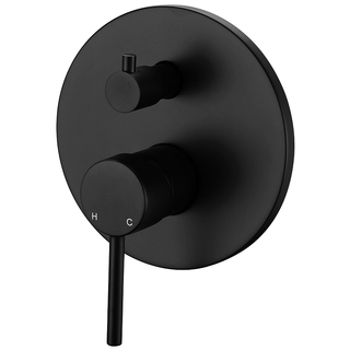 MATTE BLACK ROUND DESIGN WALL MIXER - DIVERTER