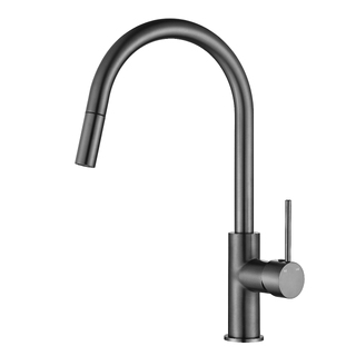 MATTE BLACK ROUND DESIGN KITCHEN MIXER - PULL