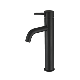 MATTE BLACK ROUND BASIN MIXER - HIGH / TALL MIXER