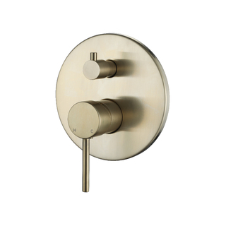 BRUSHED GOLD ROUND DESIGN WALL MIXER - DIVERTER