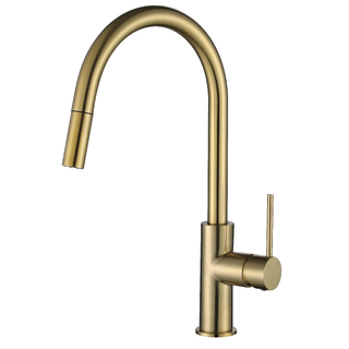 BRUSHED GOLD ROUND DESIGN KITCHEN MIXER - PULL