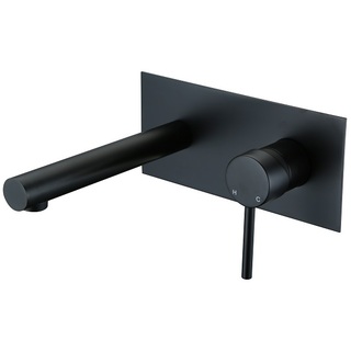 Matte Black Lollypop Pintail Lever Fixed Bathroom Wall Mixer & Spout Tap Faucet Brass