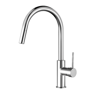 CHROME ROUND KITCHEN MIXER - PULLOUT