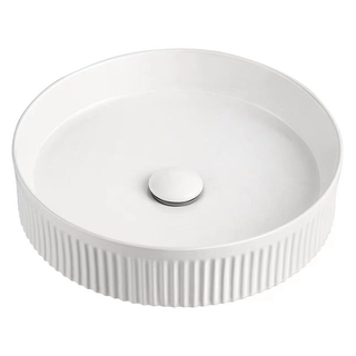 Above Counter Round Ribbed Fluted Reeded Matte Ceramic Basin 370x370x120mm