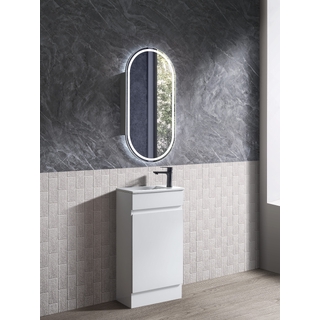 Gloss White Floor Standing Vanity Slimline 2PAC 460w*250d*860h Ceramic Top Basin