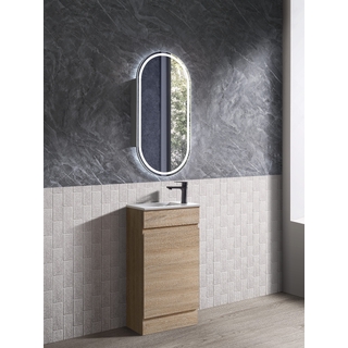 Light Oak Floor Standing Vanity Slimline 460w*250d*860h Ceramic Top Basin