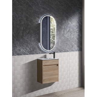 Light Oak Wall Hung Vanity Slimline 460w*250d*540h Ceramic Top Basin