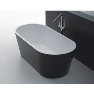 Bath Tub Free Standing 1500mm Black & White Modern Oval Curve Design 1500*750*600