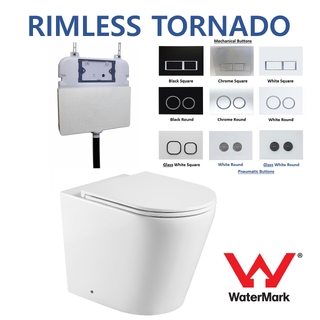 Rimless Tornado In Wall Toilet Package Ceramic Concealed Cistern S&P trap Soft Close WELS