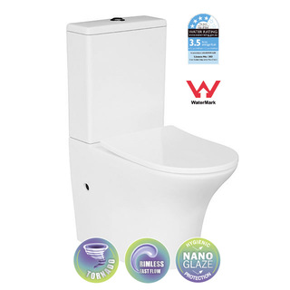 Back To Wall RIMLESS & TORNADO Supreme Flush Toilet Suite Nano Glaze S&P Trap So