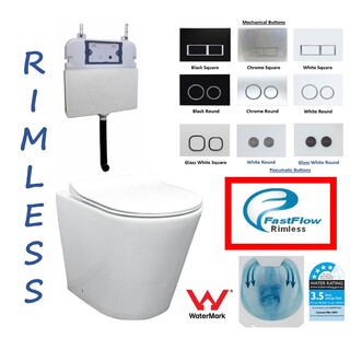 Rimless In Wall Toilet Suite Ceramic Concealed Cistern S&P trap Soft Close WELS