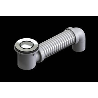 Pop Down Bath Waste With Flexible Bend Connector Pipe 77mm Height Ideal For Free Standing Bath Tubs