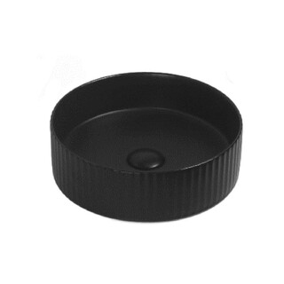 Matte Black Fluted Reeded Above Counter Bench Mount Vessel Basin Round 360x115mm