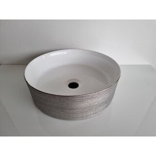 Brushed Silver Above Counter Bench Mount Vessel Basin Round 355x115mm