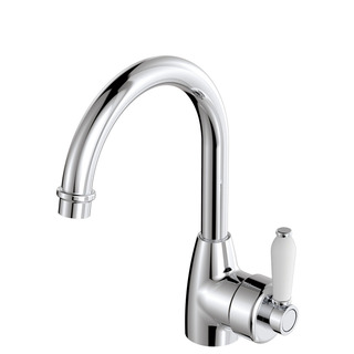 ELEANOR Gooseneck Basin Mixer Chrome White Handle LF 