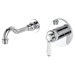 ELEANOR Wall Mixer Basin/Bath Set 215mm Outlet Chrome White Handle LF