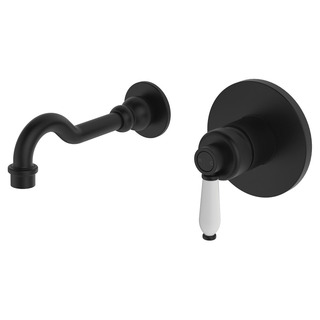 ELEANOR Wall Mixer Basin/Bath Set 215mm Outlet Matte Black White Handle LF