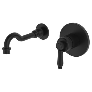 ELEANOR Wall Mixer Basin/Bath Set 215mm Outlet Matte Black Handle LF