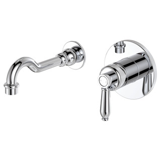 Eleanor Wall Basin/Bath Mixer Set, Chrome / Chrome