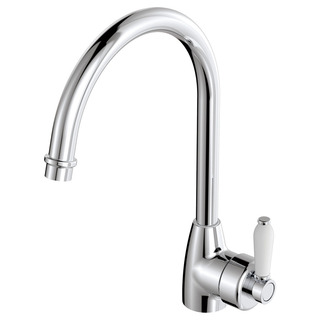 ELEANOR Gooseneck Kitchen Mixer Chrome White Handle LF