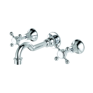 LILLIAN Basin/Bath Cross Taps Wall Set Chrome LF 