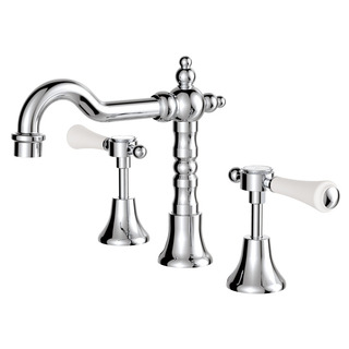 LILLIAN Lever Shepherds Crook Basin Set Chrome White Handle LF