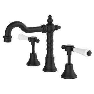 LILLIAN Lever Shepherds Crook Basin Set Matte Black White Handle LF